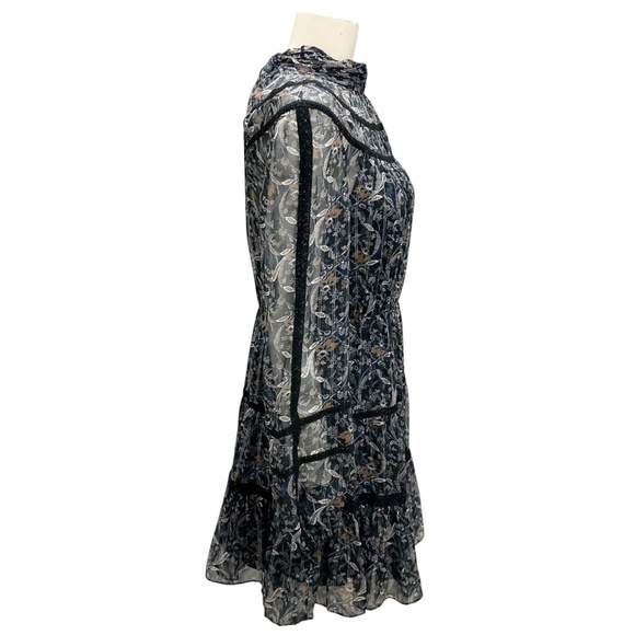 VERONICA BEARD BLACK MULTI RAHLA SILK MINI DRESS - Picture 2 of 5